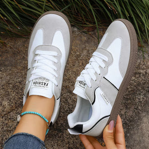 Round Toe Lace Up Sneakers in Wine Red, editorial view