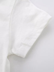 White cotton baby t-shirt sleeve detail with double stitching