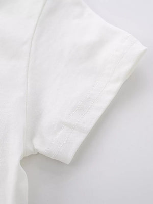 White cotton baby t-shirt sleeve detail with double stitching