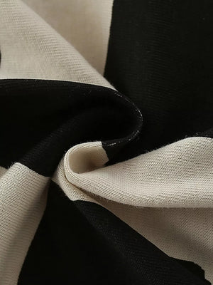 Toddler color-block cotton set with black and cream stripes