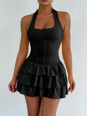 Chic Tiered Ruffle Halter Dress