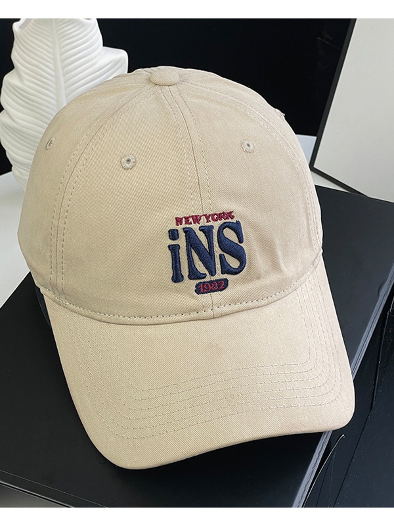 Navy Embroidered Cotton Baseball Cap