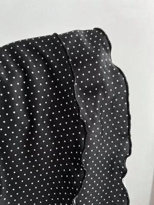Polka Dot Cutout Front Halter Mini Dress, fabric detail
