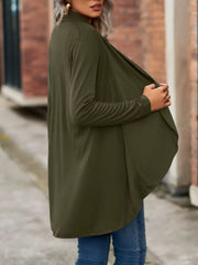 Light Gray cardigan with hip-length and open-front