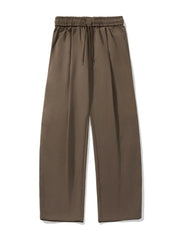Balloon-fit drawstring trousers in taupe with a wide leg and elasticated waist.