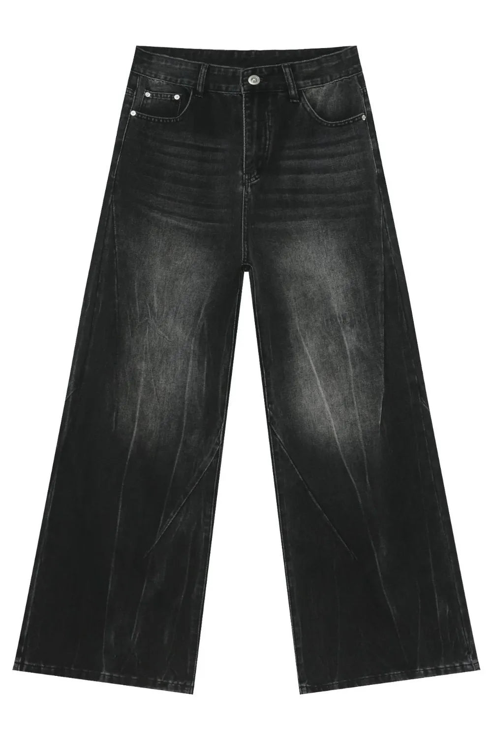 Dark wash effect oversized palazzo jeans with wide legs.