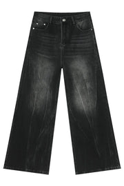 Dark wash effect oversized palazzo jeans with wide legs.