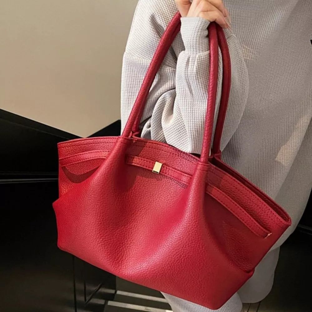 Pu Leather Shoulder Bag in Brown, model styling view