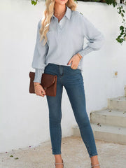 Effortlessly Chic Smocked Cuff Button Shirt