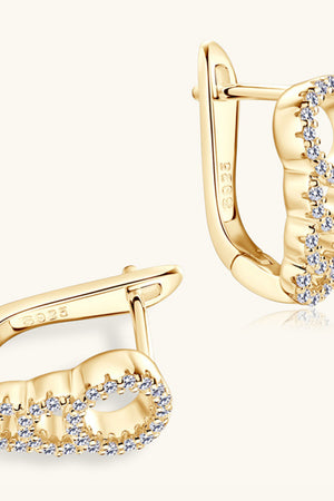 Gold pave hoop earrings with sparkling stones and S925 stamp detail