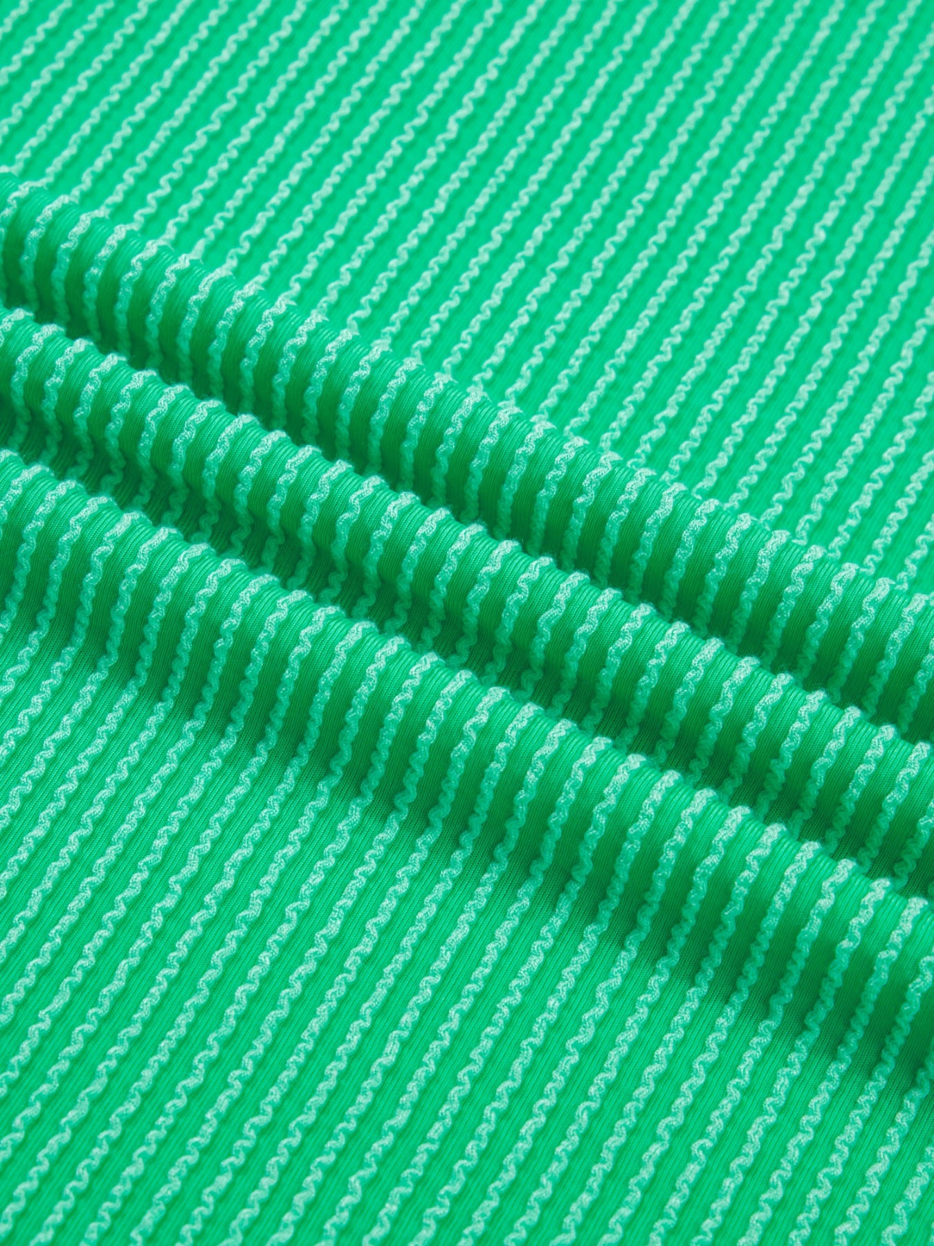 Bright green ribbed t-shirt with contrast stitching detail