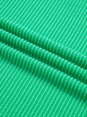 Bright green ribbed t-shirt with contrast stitching detail
