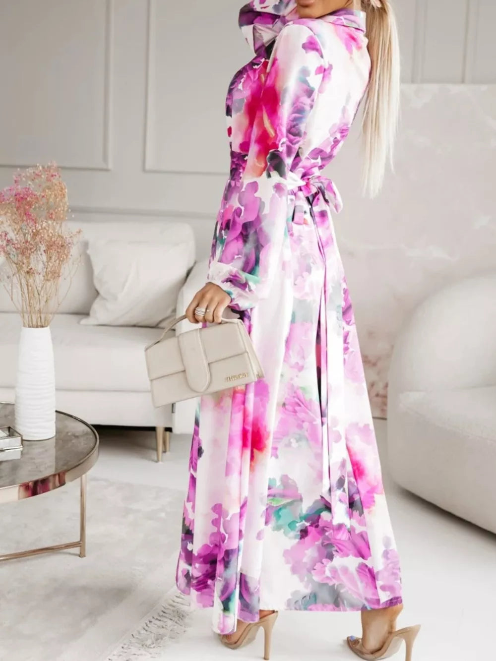Long Sleeve Maxi Shirt Dress in Pastel Blue, view 13
