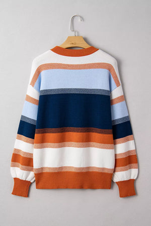 rust tunic with ribbed hem and long sleeve