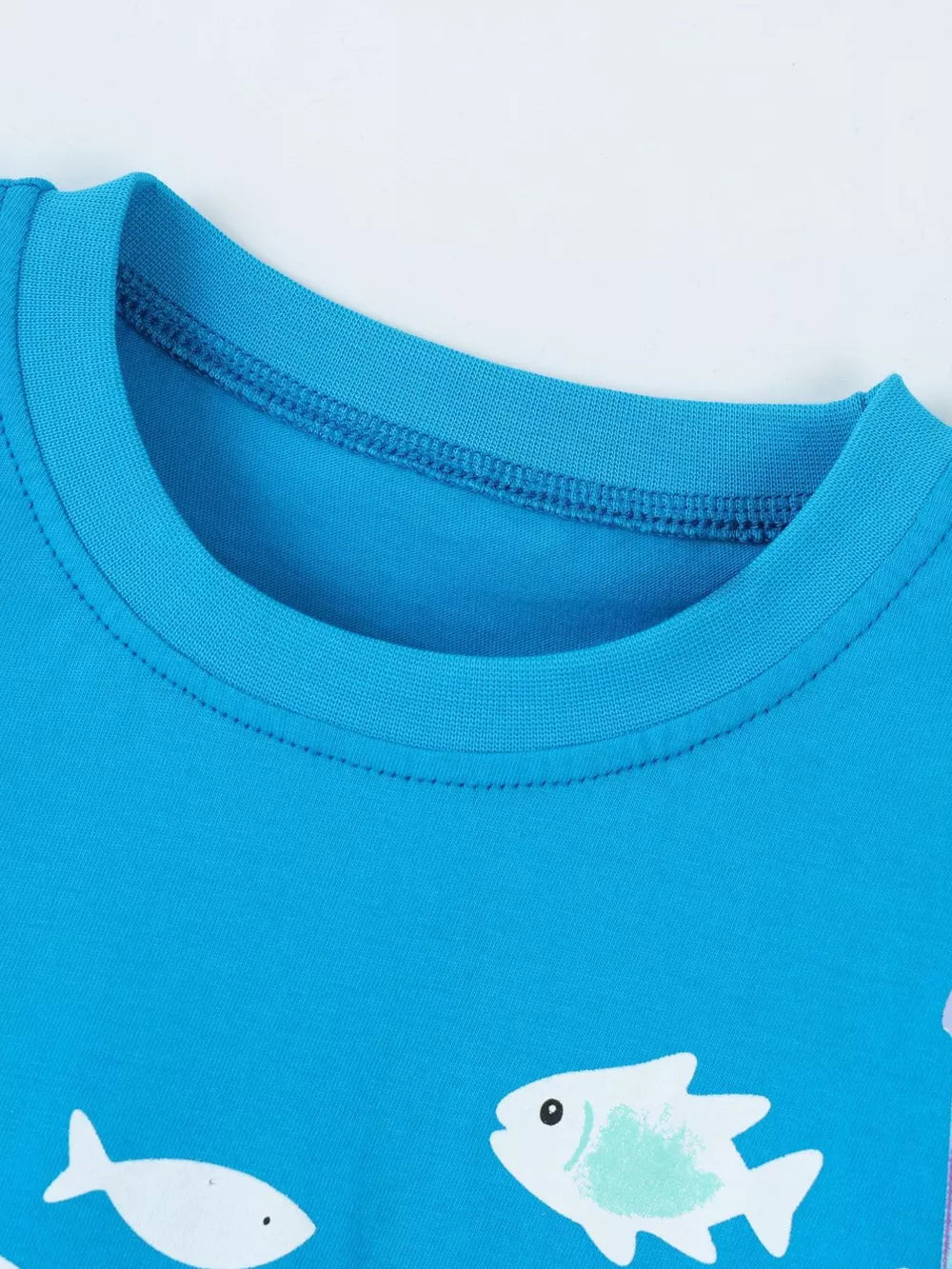 Children's Shark Print Cotton T-shirt, close-up detail