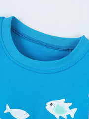 Children's Shark Print Cotton T-shirt, close-up detail