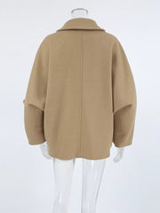 Oversized Lapel Collar Button-down Coat