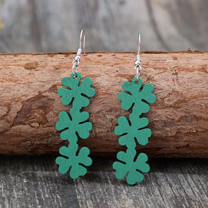 Turquoise clover cascade earrings with alloy hooks, boho chic style
