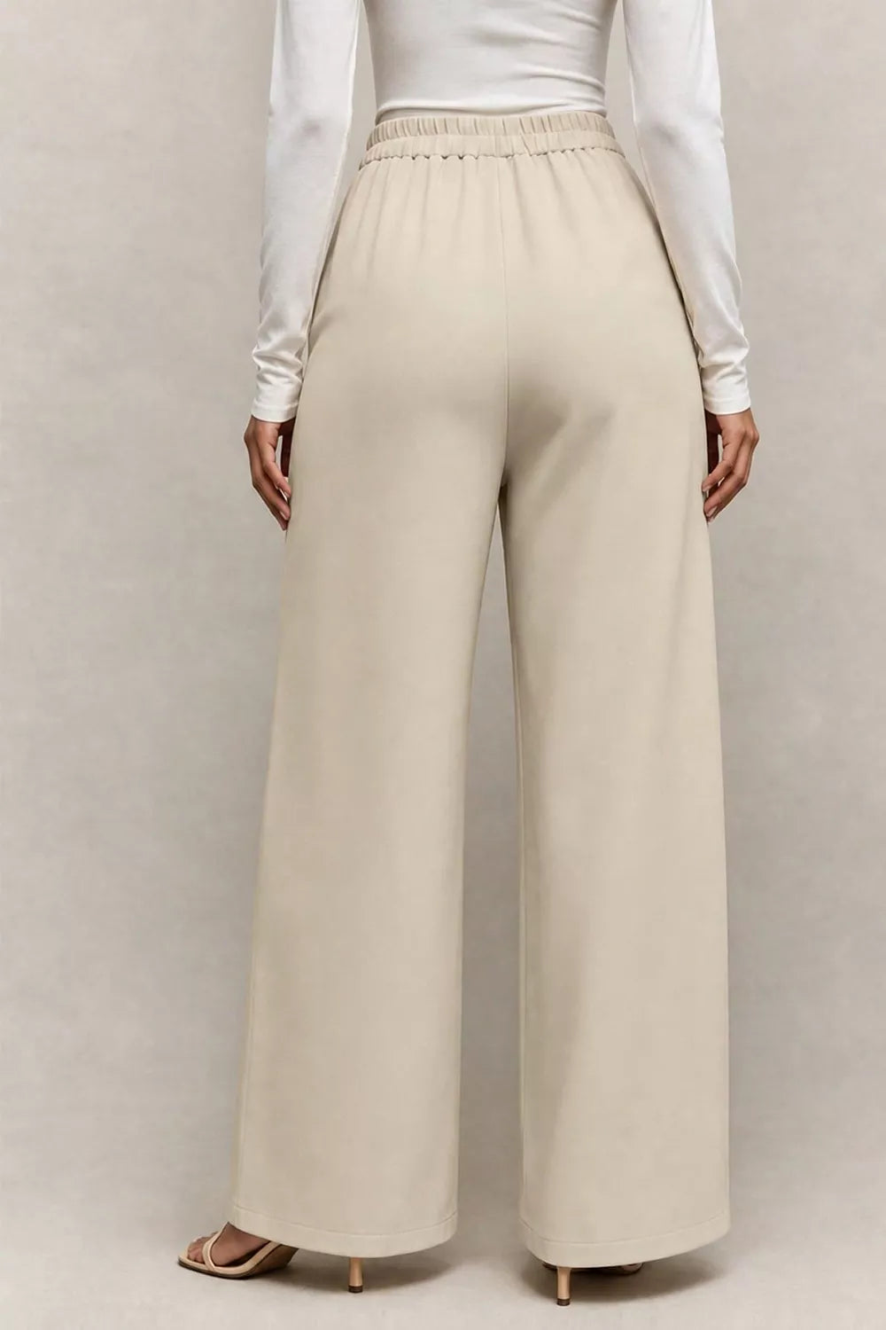 Asymmetrical Wrap Wide-leg Pants, close-up detail