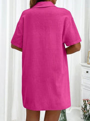 Hot Pink linen shirt and shorts co-ord set with button detail