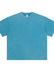 Oversized teal acid wash t-shirt with crew neck and short sleeves.