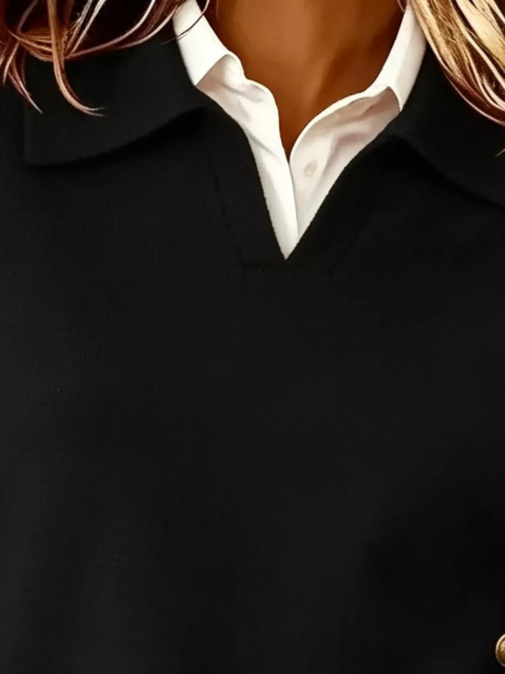 Collared Button-front Knit Sweater in Red, view 17