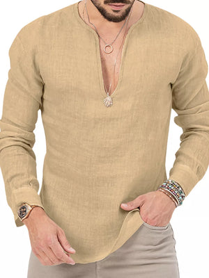 Men's Slim Fit Long Sleeve Blouse Plus Size in White, front view