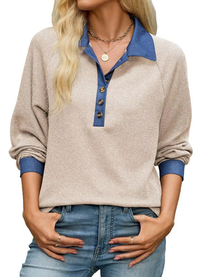 polo shirt in oatmeal featuring buttoned and relaxed fit