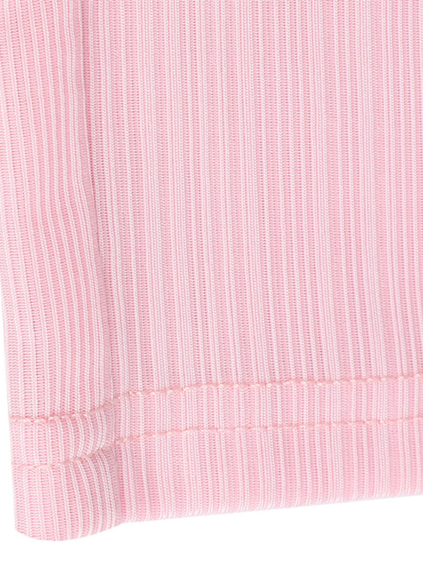 Crinkled wide leg pants in pink with white pinstripes and a drawstring detail.