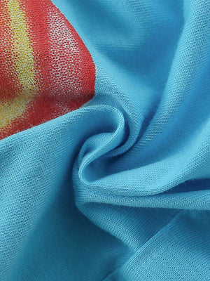 Blue cotton blend toddler boys' underwear with a red and yellow shark print detail.
