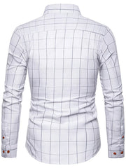 Men's Plus Size Classic Plaid Button-down Shirt, model styling view