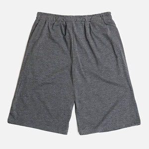 Relaxed culotte lounge shorts in heather grey with elastic waistband and wide leg