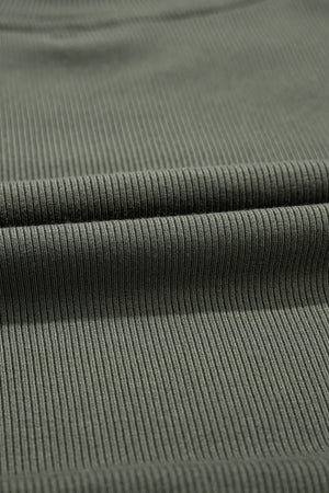 Moss ribbed peplum yoke blouse fabric detail
