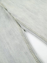 Men S Washed Wide Leg Jeans in Blue, fit detail