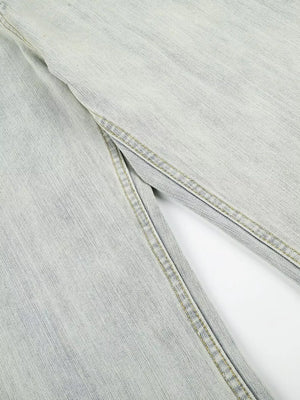 Men S Washed Wide Leg Jeans in Blue, fit detail