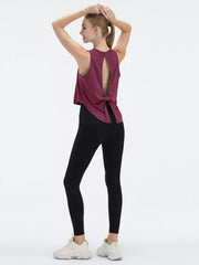 Cutout Back Active Tank With Tie Detail