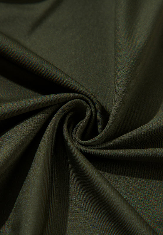 Army green draped bodice wrap bodysuit fabric detail