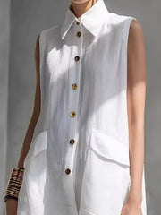 Chic Sleeveless Button-front Shirtdress