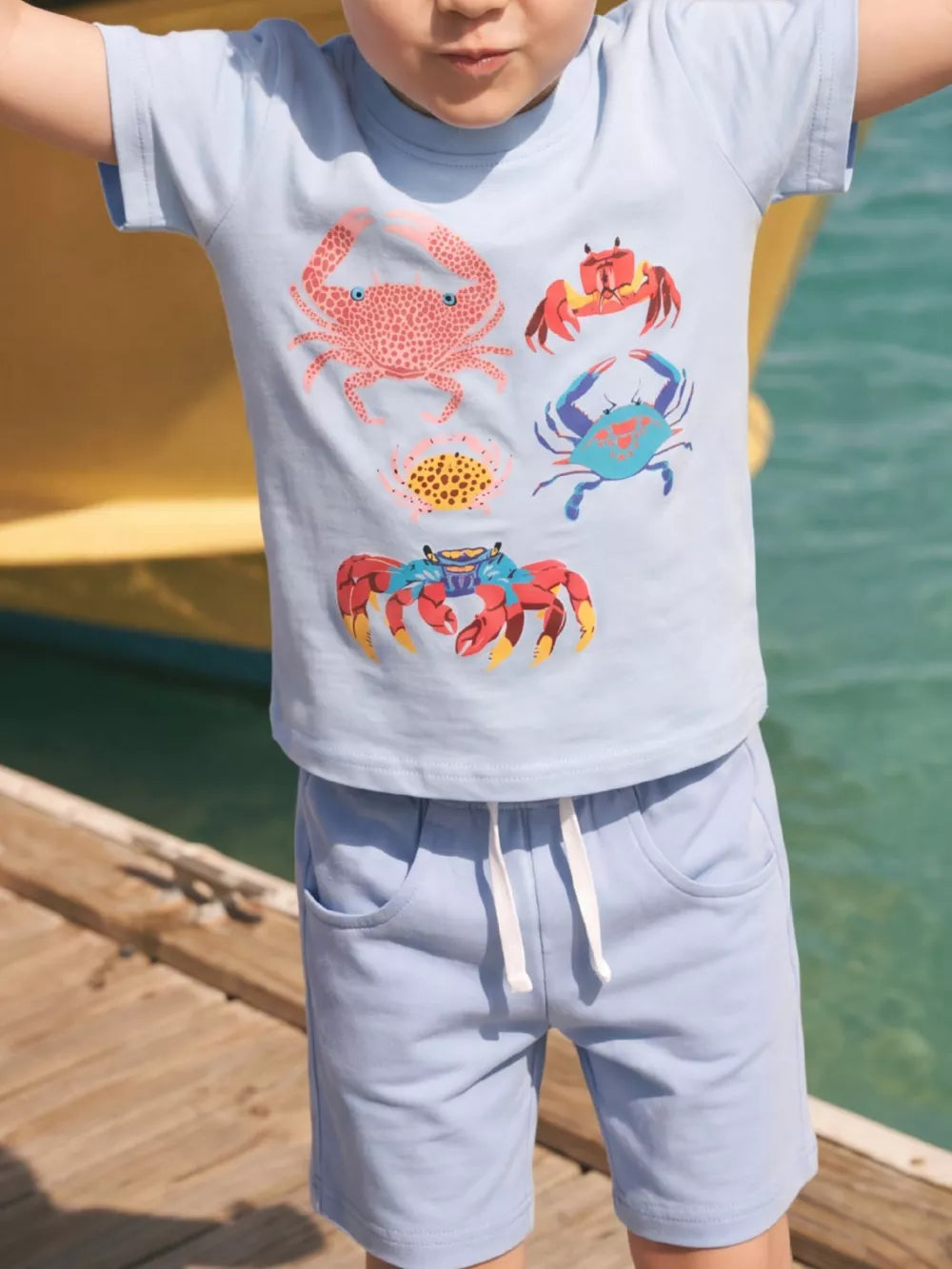 Children's Crab Print Tee And Shorts Set, front view