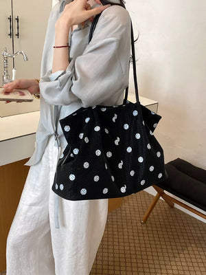 Polka Dot Shoulder Bag in Black, front view