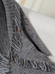 Dark Gray textured acrylic shawl cardigan with fringe details
