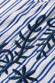 Stripe Embroidered Button Front Long Sleeve Shirt, fit detail