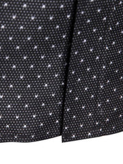 Black cotton slim fit shirt with micro-dotted pattern