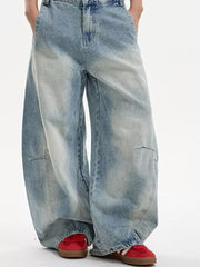 Men's light wash wide-leg jeans with a classic denim look and relaxed fit.