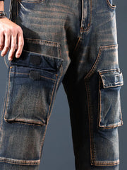 Men's Vintage Wash Cargo Jeans, model styling view