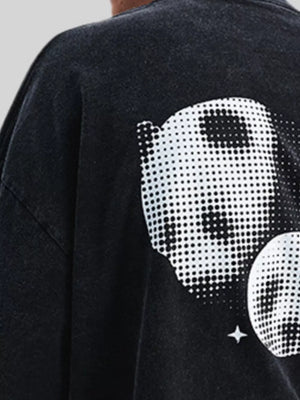 Black relaxed fit graphic t-shirt with pixelated face print on back