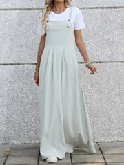 Pleated Detail Overall Dress in Grey, close-up detail