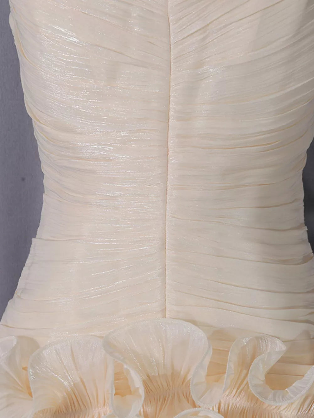 Strapless Ruffle Ruched Mini Dress in Apricot, alternate angle
