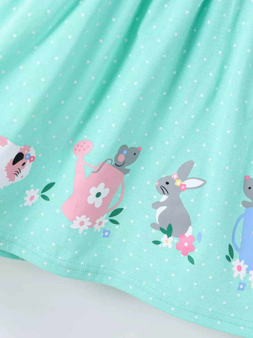 Children's Bunny Print Button Detail Dress, model styling view