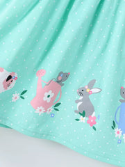 Children's Bunny Print Button Detail Dress, model styling view